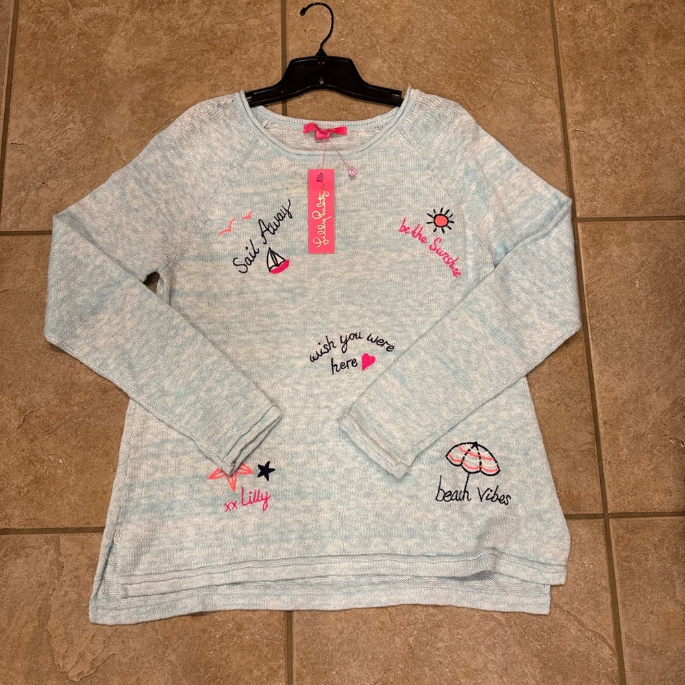 Lilly Pulitzer Danette Blue Marl Lightweight Knit Sweater